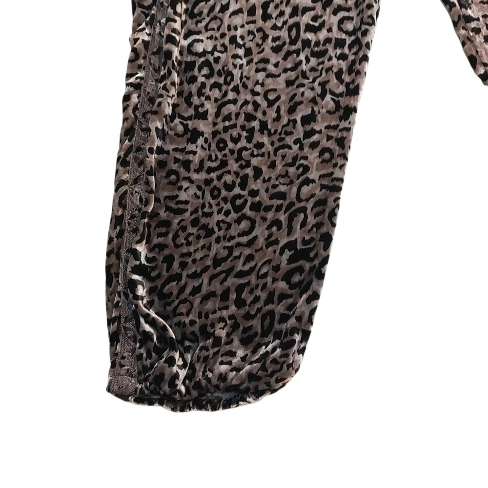 JW Los Angeles Johnny Was Gray Leopard Velvet Silk Blend Jogger Pants Boho Large - Picture 3 of 9